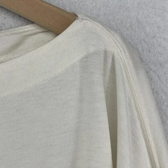 ATHLETA Top M Oversized Cropped Boat Neck Long Sleeve Cinched Off White - Picture 6 of 12